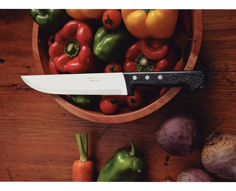 Cuchillo De Cocina Tramontina 8pulgada-20cm Carnicero Plenus Negro/hoja De Acero Brillante