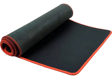Mouse Pad Gamer Xl Para Pc Antideslizante Alfombrilla Cosida Negro Con Rojo Liso