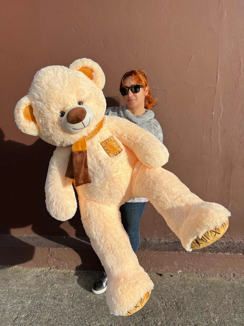 Oso De Peluche Gigante Metro Y Medio 1,50 +moño + 5 Globos Mantequilla