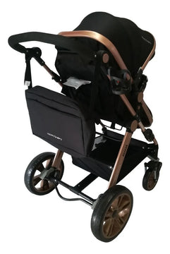 Coche de paseo Happy Baby Alizze travel system negro con chasis color dorado