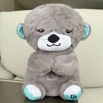 Peluche Realista Nutria Bebe Estimulacion Sensorial Sonido, Compañera De Respiración Relajante Ansiedad Te Ayuda A Dormir Color Gris