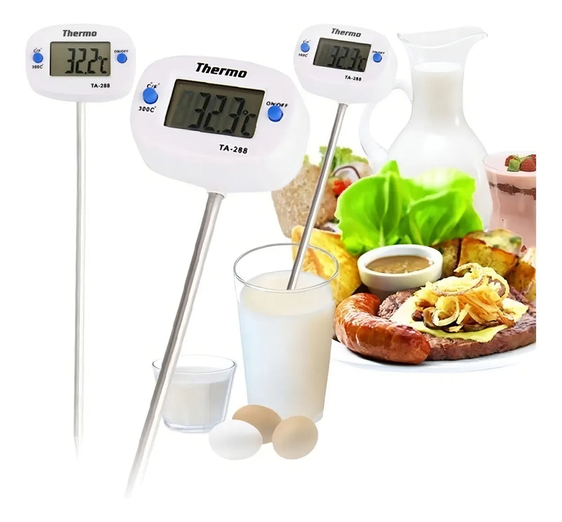 Termometro Cocina Digital Pincha Carne Liquidos Gastronomia Color Blanco Y Gris
