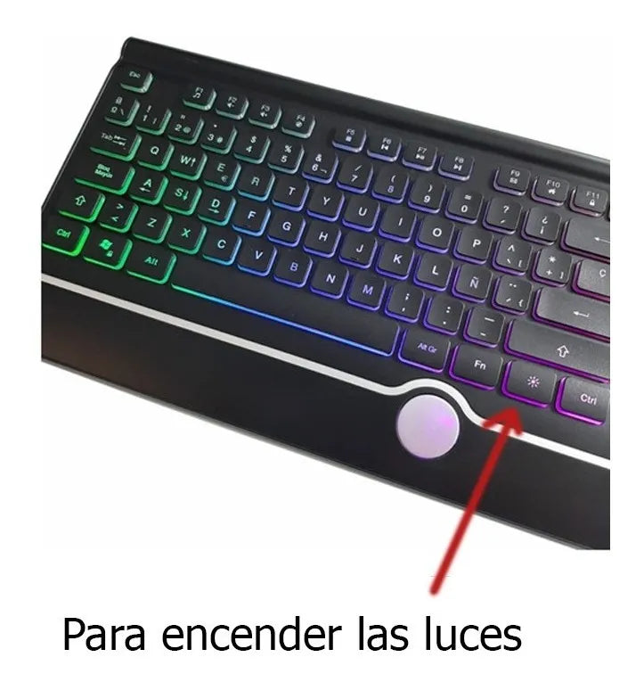 Teclado Weibo QWERTY color negro con luz RGB