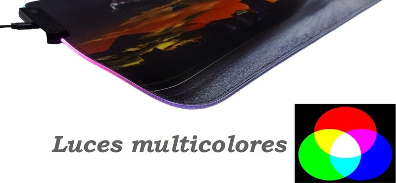 Mouse Pad Rgb 79x30 Centímetros- Luces Multicolor -usb Negro