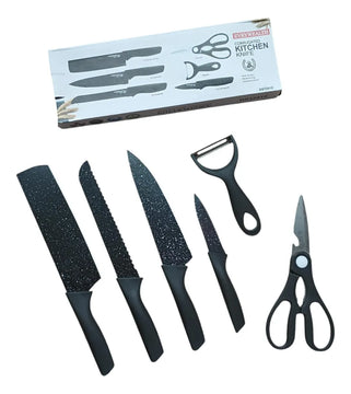 Set De Cuchillos Juego X6 Piezas Color Negro