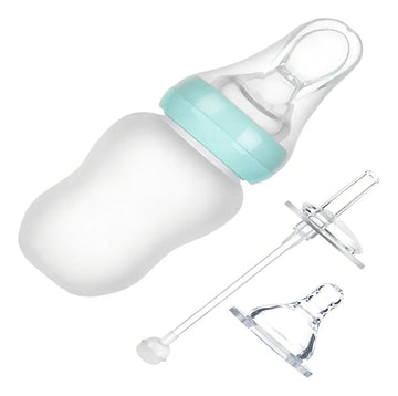 Tetero Biberón Contenedor Botella Cuchara Pitillo Chupo Silicona Grado Alimenticio Puré Compota Leche Jugo Agua Sin Ftalatos 180ml Infantíl Versatil Fácil Manipulación Resistente Alta Temperatura