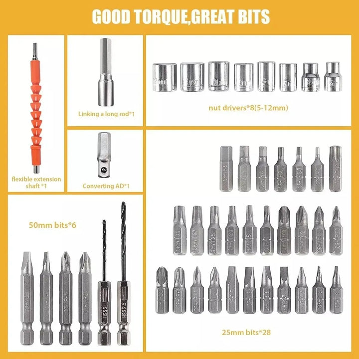 Destornillador Atornillador Eléctrico 48 Piezas Minitaladro - Negro