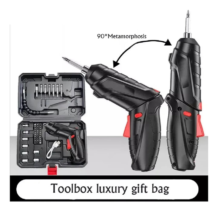 Taladro Destornillador Recargable Inalámbrico Eléctrico - Negro