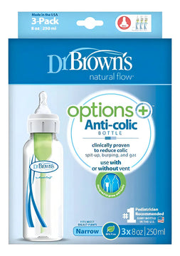 Teteros Dr Brown recién nacidos 8oz Boca estandar options+ 3 pack