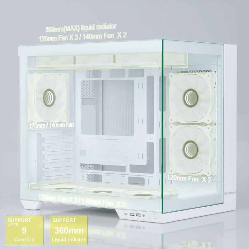 Sevenhero H602 Atx Funda Para Pc Con 5 Ventiladores Argb De
