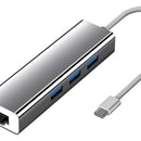 Adaptador De Red Tipo C A Rj45 Ethernet 3.0 + Hub 3.0 4en1