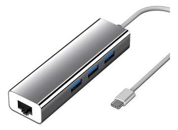 Adaptador De Red Tipo C A Rj45 Ethernet 3.0 + Hub 3.0 4en1
