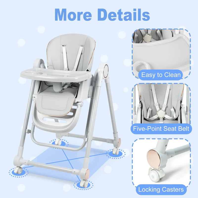 Silla Alta Portable Para Bebés Con Arnés Y Respaldo Ajustabl