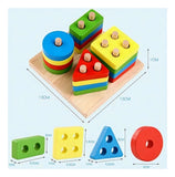 Juego Apilable Figura Geométrica Aprendizaje Montessori Madera Didácticos Niños