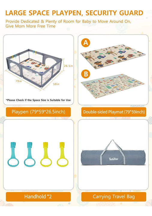 Parque Infantil Ultra Seguro Con Alfombra 79x59in