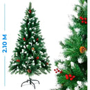 Árbol Navidad Pino Artificial Navideño Piñas Escarcha 2.1m Color Verde