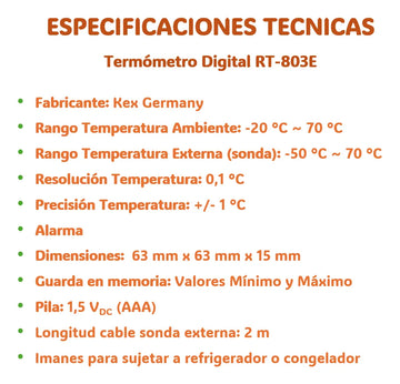 Termómetro Digital Kex Rt-803e Con Certificado Calibración