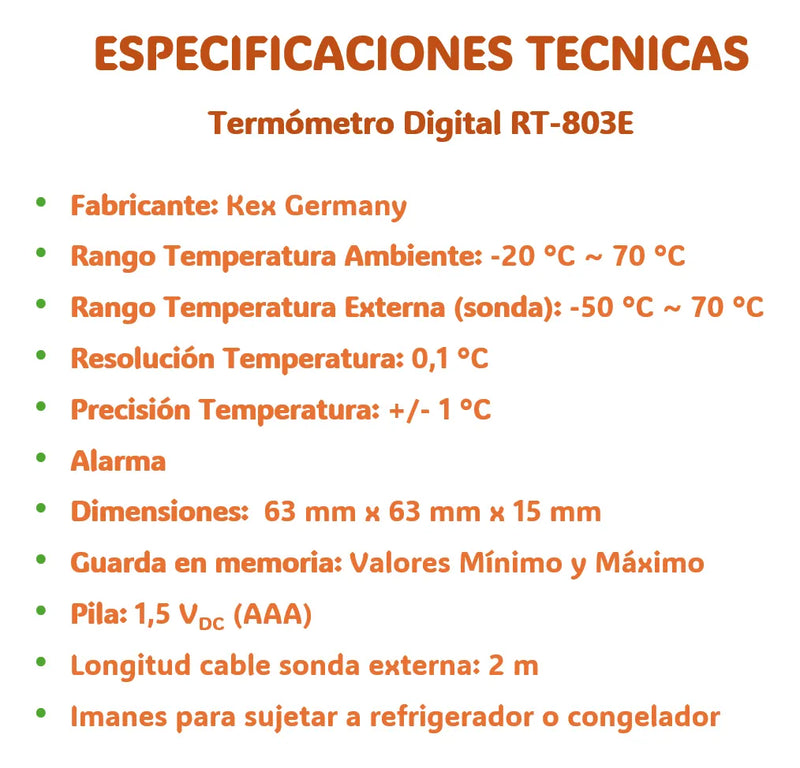 Termómetro Digital Kex Rt-803e Con Certificado Calibración