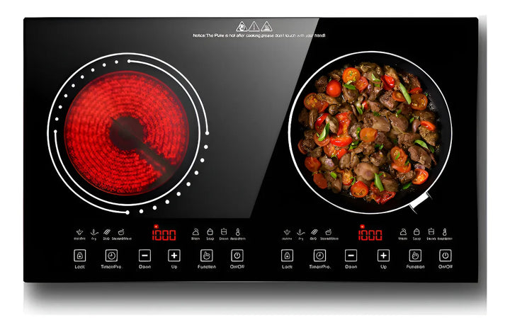 Estufa De Inducción 2 Puestos Digital 1200w Cada Hornilla Negro