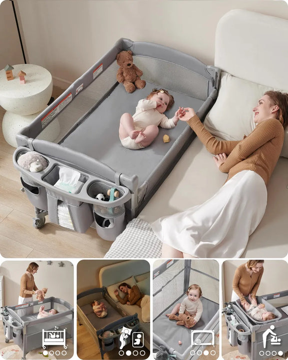 Moisés 4 En 1 Cuna Cambiador Patio De Recreo Para Bebé