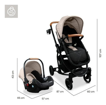 Coche Para Bebe Tipo Moises + Portabebe Prima Bebesit Beige