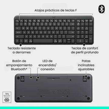 Combo Bluetooth Logitech Mk250, Teclado Y Mouse Compactos Mouse Negro Teclado Negro