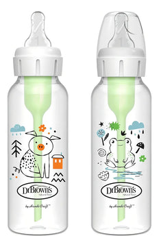 Set X2 Teteros 8 Onz Anticolico Dr Browns Boca Angosta Color Azul Animales