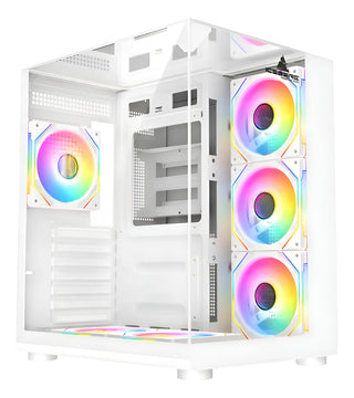 Chasis Gamer Iceberg Crystal Cube S Black 6 Fans Argb Blanco