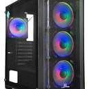 Gabinete Chasis Gamer Pc Argb Atx Con Controlador + 4 Cooler Negro