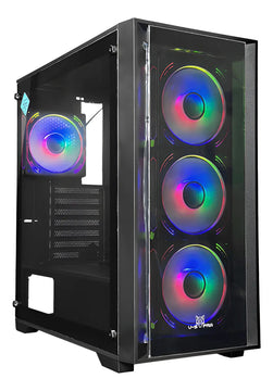 Gabinete Chasis Gamer Pc Argb Atx Con Controlador + 4 Cooler Negro