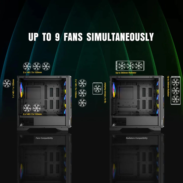 Antec Ax1000 Argb 4 Ventiladores Argb Pwm De 0.157 X 5.512