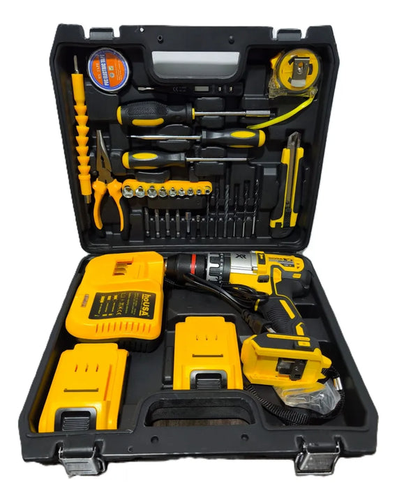 Taladro Inalambrico De 128v Potente Eficaz Tipo Industrial - Amarillo - 50-60 Hz