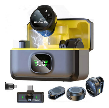 Micrófono Inalámbrico De Solapa Profesional Clip Magnético Para Celular Puerto Usb Tipo C Y Adaptador Para iPhone Lightning, Filtros Antipop, Usb Computadora, Reducción Del Ruido, Estuche De Carga
