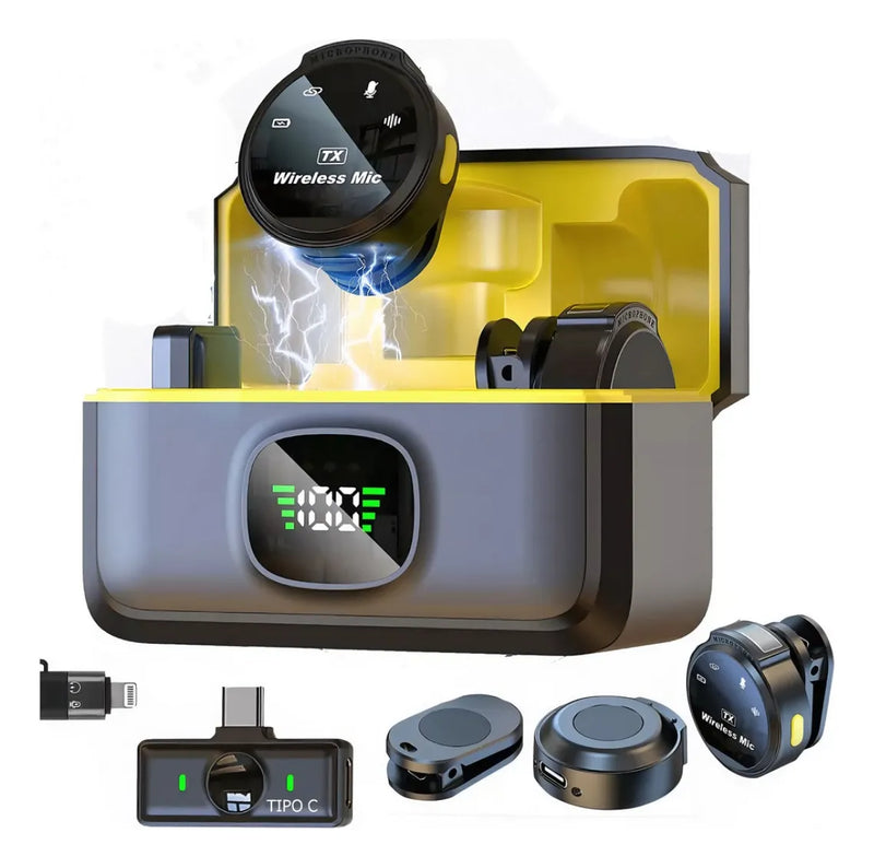 Micrófono Inalámbrico De Solapa Profesional Clip Magnético Para Celular Puerto Usb Tipo C Y Adaptador Para iPhone Lightning, Filtros Antipop, Usb Computadora, Reducción Del Ruido, Estuche De Carga