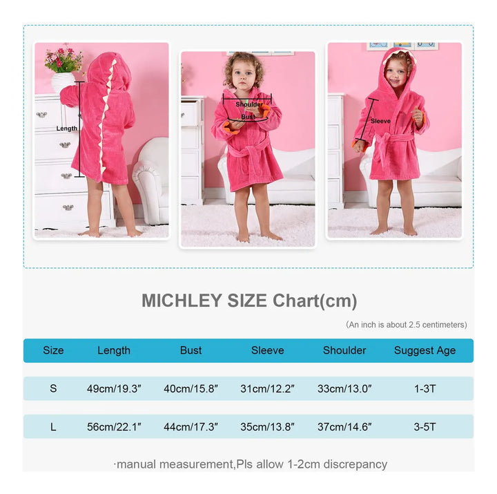 Michley Bata De Bano Con Capucha Para Ninas, Ninos, Toalla D