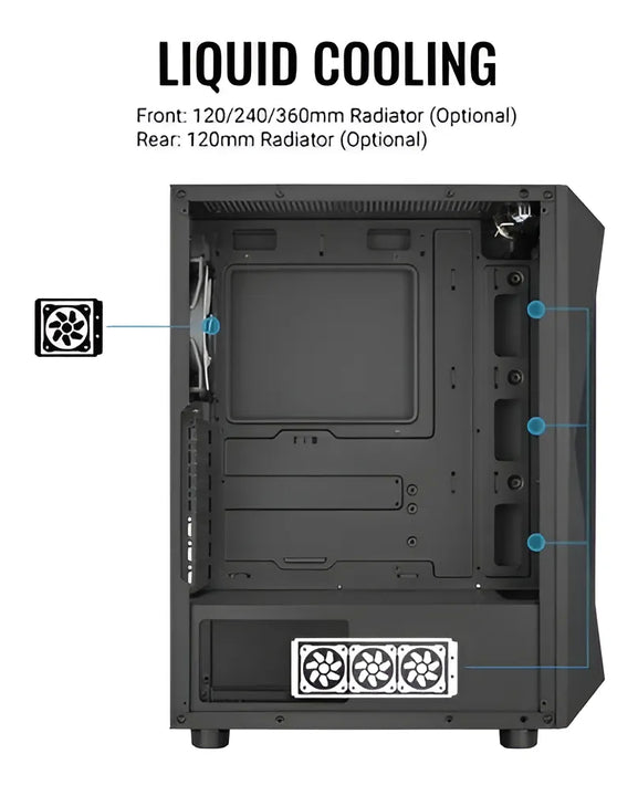 Chasis Caja Gamer Aerocool Falcon Rgb Vidrio 4 Fans Argb Color Negro