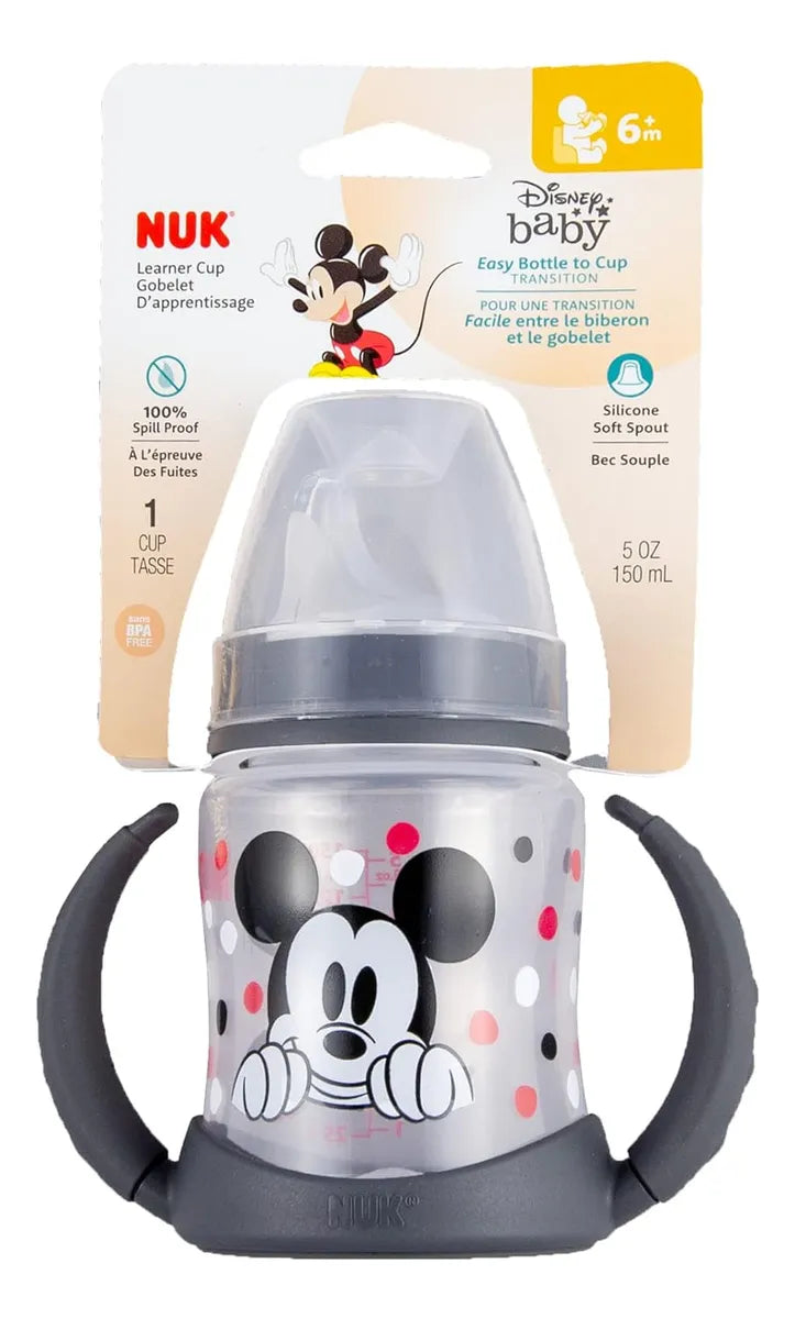 Vaso Nuk Entrenador 5 Onzas * Mickey Mouse Boquilla Blanda Gris Oscuro