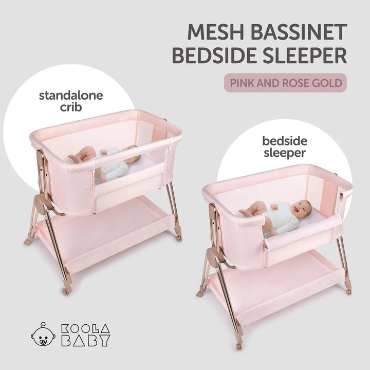 Cama De Noche Para Bebé Moisés Cuna Con Ajuste Y Ruedas Rosa