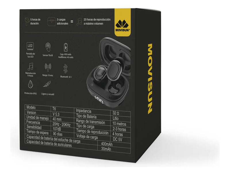 Audífonos Inalámbricos Movisun T6 Súper Mini Ligero Color Rosado