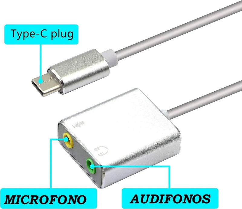 Tarjeta De Sonido Tipo C - Plug Microfono- Plug Audifonos