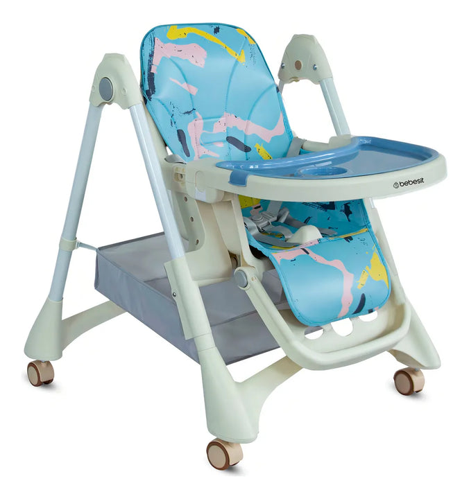 Silla Comedor Bebé colchada Ajustable En Altura 6 Posiciones Portatil ABebesit Aquarella
