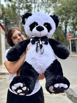 Oso De Peluche Gigante Josefino 1 Metro + 3 Globos + Moño Panda