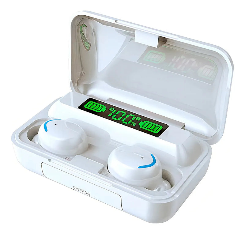 Audífonos Inalámbricos Bluetooth Libitium AUDI-B Color Blanco/Azul con Estuche de Carga