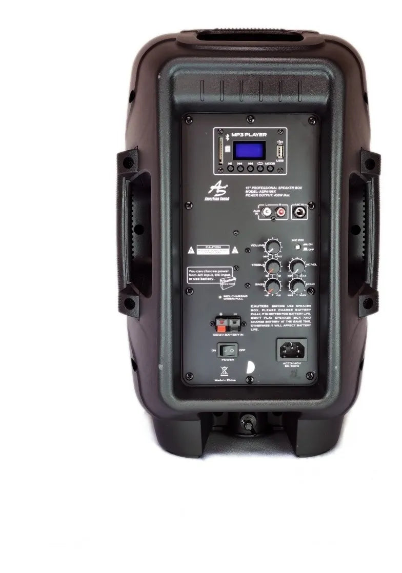 Cabina Recargable Américan Sound 10 Pulgadas Base+microfono Negro