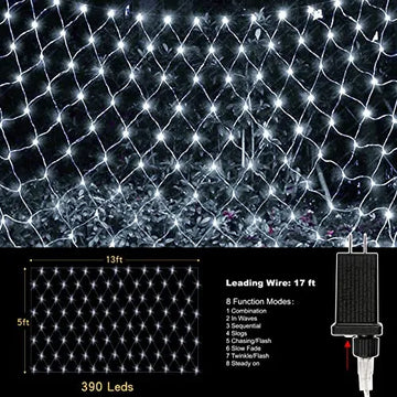 Luces De Red Navideñas De 390 Led, 13x5 Pies, 8 Modos,...