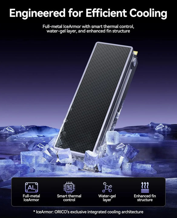 Disco Ssd Orico 1tb Ice Armor Pcie 4.0 Nvme Disipado 7450 Negro