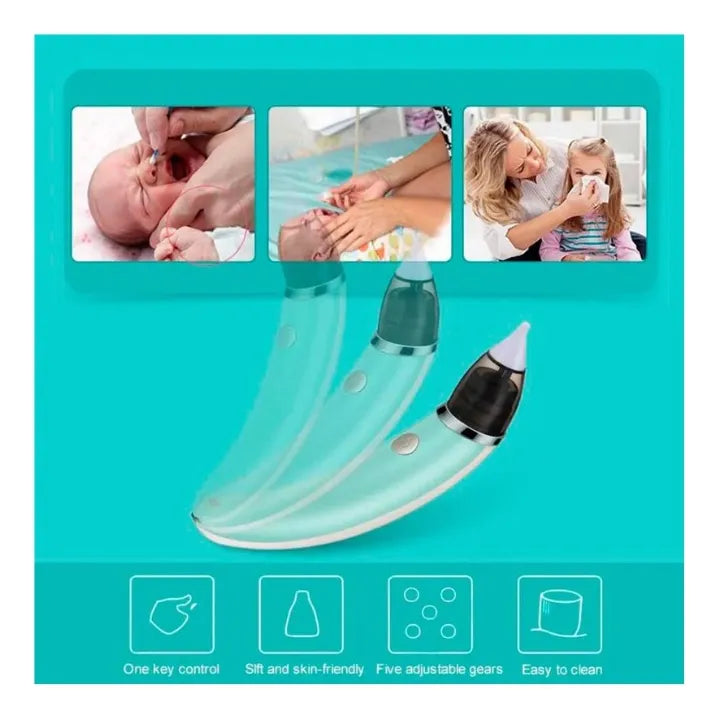 Aspirador Limpieza Nasal Para Bebe Niño Eléctrico Automatico Verde Claro