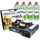 Estufa Gas Portable Camping Butano 4 Tanques Cocina Chispaut Color Negro