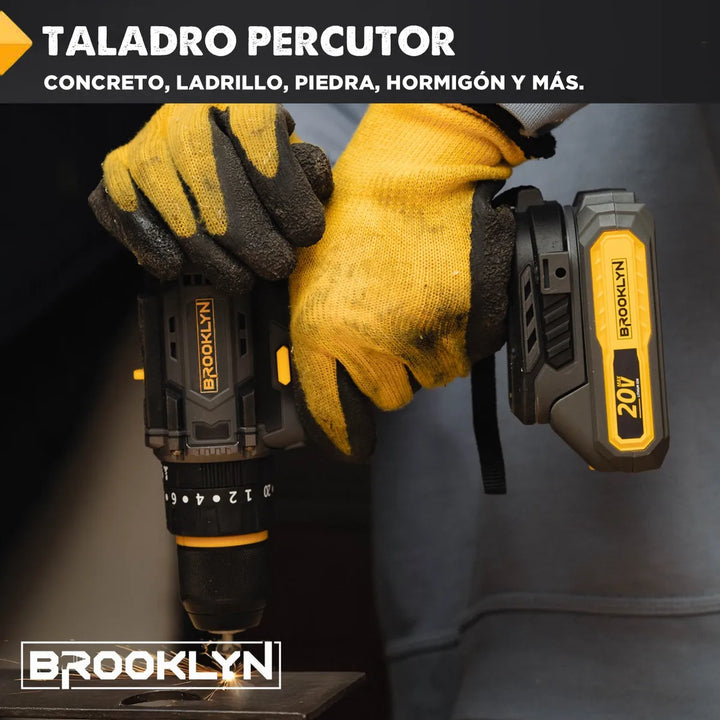 Taladro Brooklyn Inalambrico 50/60 Hz + 2 Baterias 20v Taladro Percutor