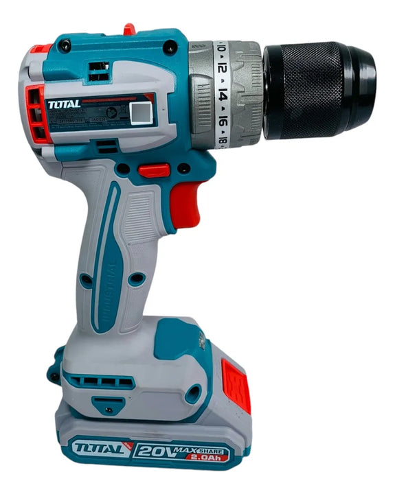 Taladro Inalámbrico Total 1/2 Percutor 20v 2 Baterías Maleta - Turquesa